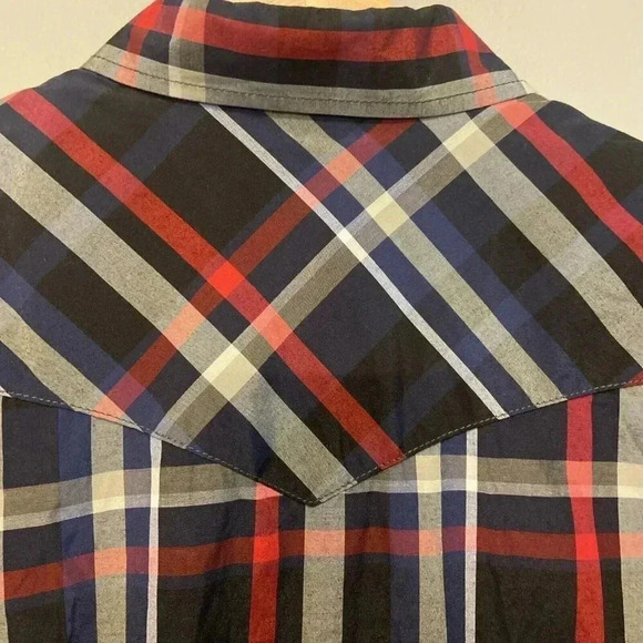 Coevals Club Plaid Long Sleeve Pearl Snap Western Style Shirt Men's Size XL - Picture 7 of 8